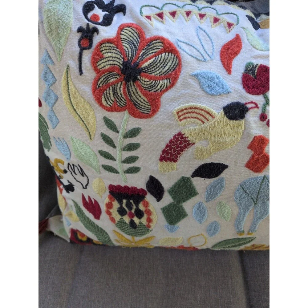 IKEA RODARV 15 X 25 LUMBAR PILLOW SWEDISH Feather/Down EMBROIDERED TASSLES